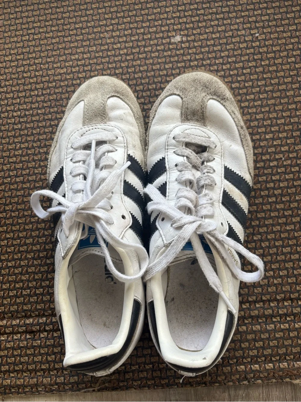 adidas Samba Retro Sneakers in White, Black & Brown